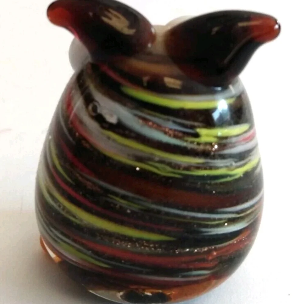 Pier 1 Imports Collectible Hand Blown Art Glass Owl Figurine 1.5 Inches